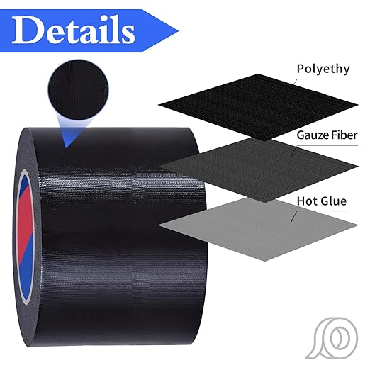 Black Heavy Duty Duct Tape, 4 Inch x 55 Yards, Industrial Grade Waterproof & UV Resistant, Strong Adhesive for Indoor Outdoor Repairs, Crafts, Home Improvement, Moving Packing and DIY Projects
