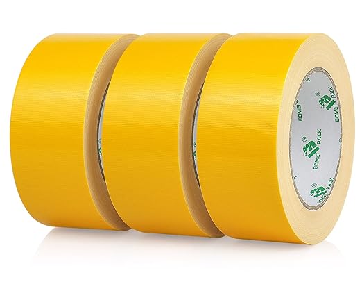 BOMEI PACK Yellow Duct Tape, 3Rolls Heavy Duty Strong Industrial Color Duct Tape 9mil x 1.88inch x 30yds for Packing and Repairing