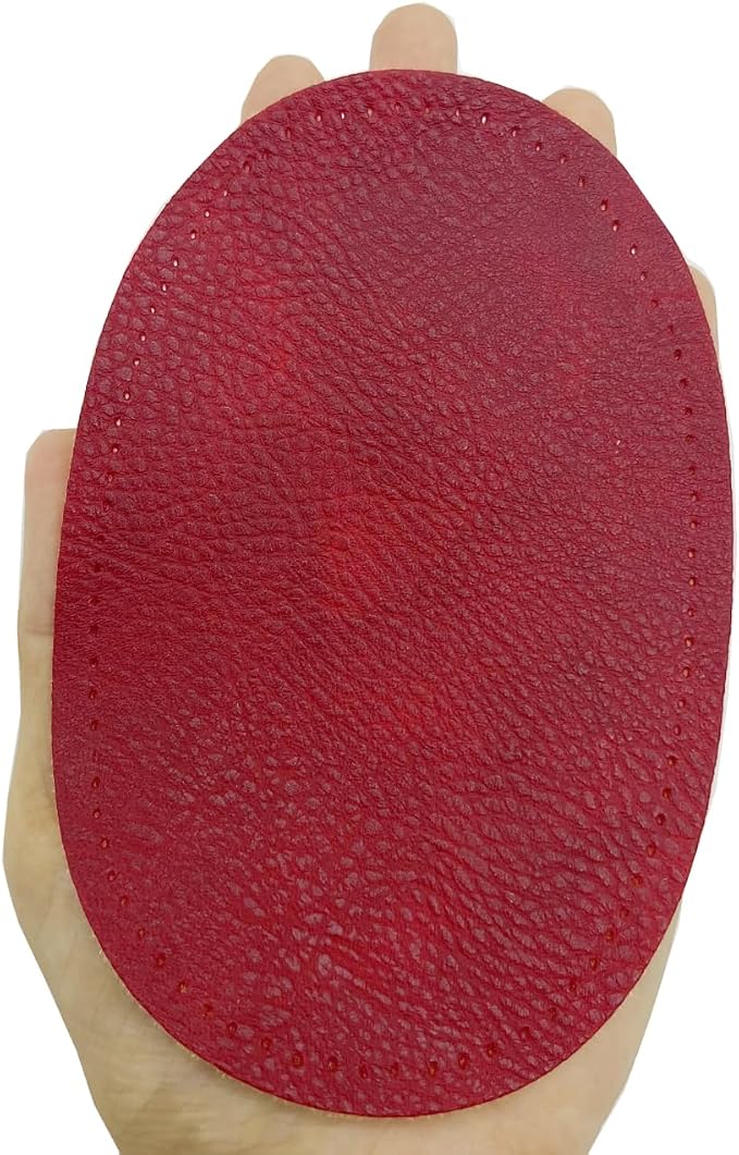 BeeSpring 2 Pieces Pu Leather Patch Sew on Patches Repir Elbow Knee for Clothes Clothing Accessories - Dark Red