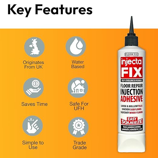 Floor-Fix Pro Eeasy Squeeze 10.1 Fl Oz - Extra Strength - Fix Loose & Hollow Tiles, Squeaky Wood & Laminate - Includes Built in 5/64” Syringe Tip - Adjustable to 5/64. No Sealant Gun Required (12)
