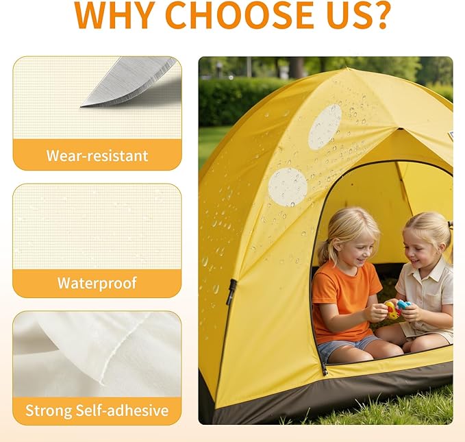 Waterproof Self-Adhesive Fabric Repair Tape - Tent Repair Kit,4pcs Nylon Fabric Patches for Jacket, Clothes, Puffer Down Jacket,Sleeping Bag, Outdoor Gear Tenacious Repairs Tape, White