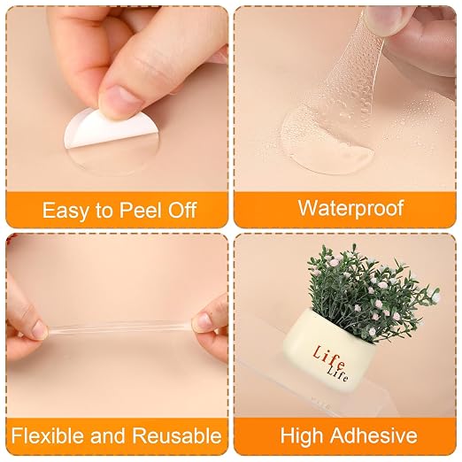 JANYUN 140 Pcs Clear Sticky Dots,35 mm Round Putty Tape for Festival Decor | Double Sided Points Tape for School Office No Trace Adhesive Mounting Tape for Posters Removable Balloons Stickers
