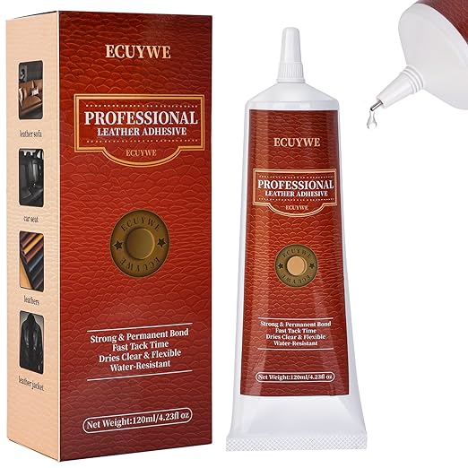 Professional Leather Glue Adhesive -4.23 oz Industrial Strength, Clear & Flexible Bond for Shoes, Bags, Purses, Furniture, Car Seats, Jackets (Repair Vinyl, Suede, Upholstery, Rubber)