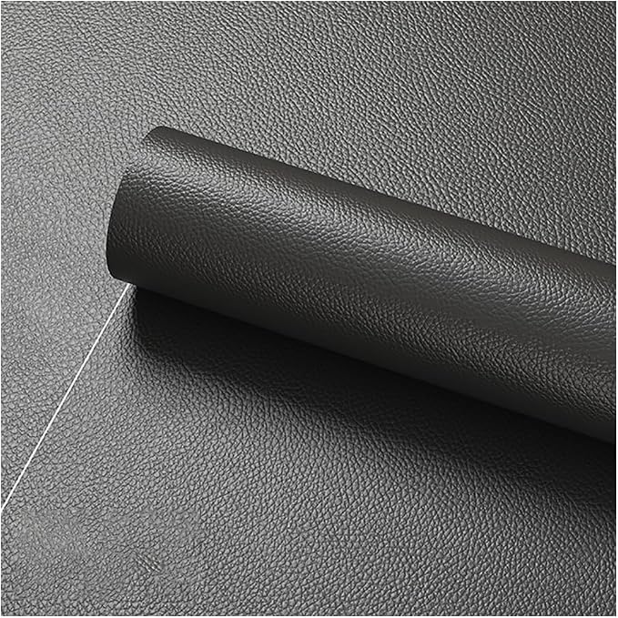 Faux Leather Repair Patch 19.7 × 118In,Dark Gray Self - Adhesive Leather Repair, 2.5MM Thick Upholstery Leather for Upholstery Crafts, DIY Sewing, Sofas, Furniture, Car Seats, Chairs(1Pcs)