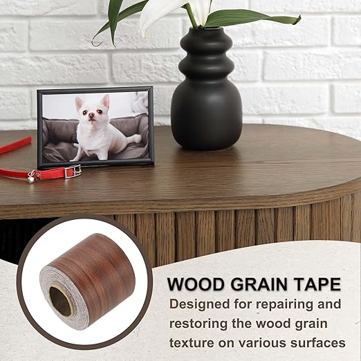 PATIKIL Wood Grain Tape 2" x 32 ft, Self-Adhesive Wood Texture Repair Tape Realistic Wooden Effect Patch for Furniture Cabinets Floor Walls, Teak
