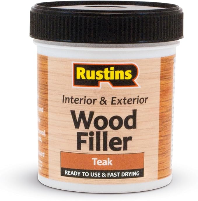 Rustins AWOOT250 Acrylic Wood Filler, Teak, 400g- Multi-Purpose Wood Repair Compound for Cracks, Gaps, & Surface Imperfections – Quick-Drying, Sandable, & Paintable for Interior & Exterior Use