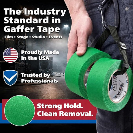 Green Screen Tape – Chroma Key Gaffer Tape for Photography, Video & Film – Non-Reflective Matte Finish, Residue-Free Removal, Strong Hold for Studio, Lighting & Background Setup (Green)