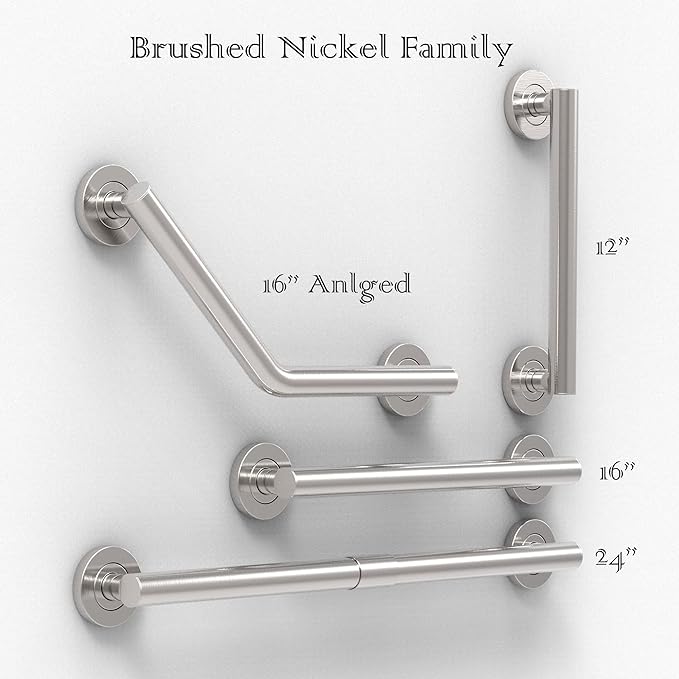 ADA Compliant Grab Bar,500lbs Weight Support for Bath Safety (24 inch, Brushed Nickel)