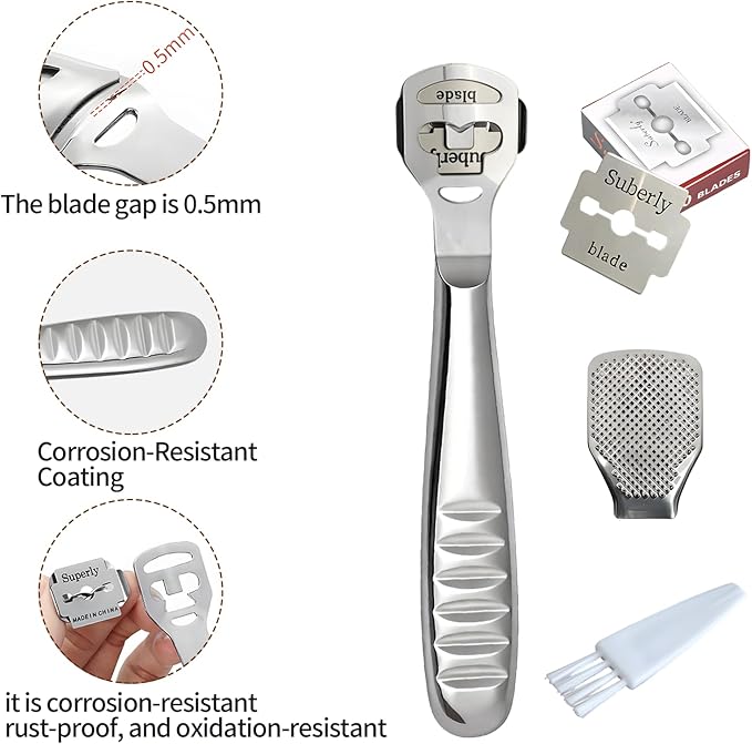 Callus Shaver，Pedicure Foot File Kit，Foot File Callus Remover，Stainless Steel Foot Care Tool for Removing Hard Skin, Cracked Heels, and Dead Skin
