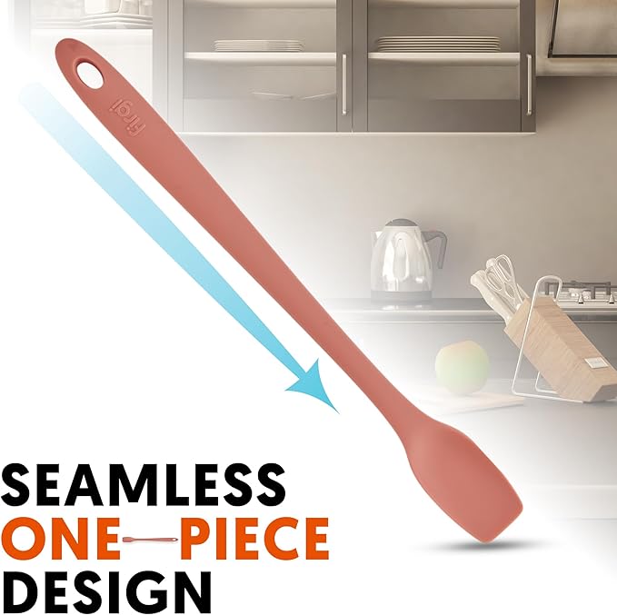 Platinum Silicone Topping Spatula for Cooking – BPA Free Heat Resistant Cooking Utensils for Non Stick Pans – One-Piece Spoonula for Baking, Mixing & More – Kitchen Scraper 10.7” IndiePink