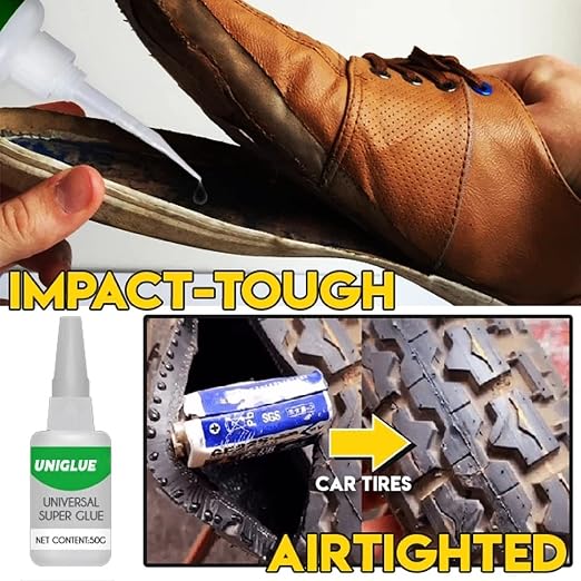 2PC Uniglue Universal Super Glue, Welding High-Strength Oily Glue, Mighty Instant Glue, Fast Repair and Curing for Metals, Plastics, Jade Etc (50g)
