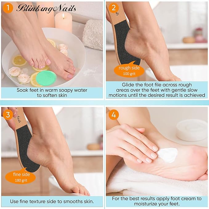 Foot Soak Salts Bath Spa Set Supplies Foot File Callus Remover, 2 Foot Scrubber Dead Skin Cracked Heels, 5 Organic Handmade Foot Bath Bombs Christmas Gift-Ready Packaging for Home Travel Pedicure Care