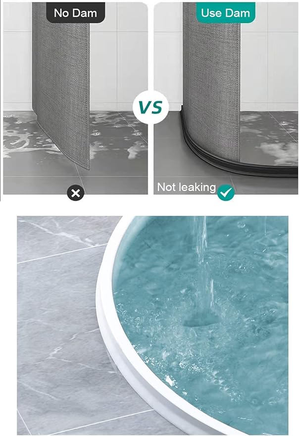 98Inch Collapsible Threshold Water Dam 1.5" high Walkin Shower Guard To Keep Water In Shower Stall Water Barrier Silicone For Dry And Wet Bathroom Kitchen Wheelchair Accessible