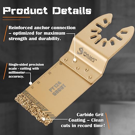 Mixed Universal Diamond and Carbide Oscillating Tool Blade Set, Multi Tool Mortar Cutting Saw Blades Precise for Grout Removal, 5-Pack