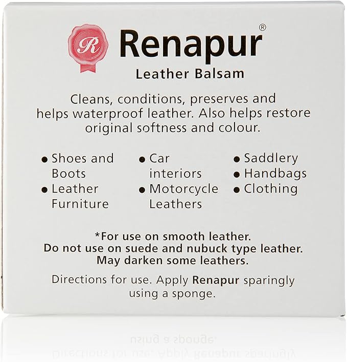 Renapur Leather Balm - Natural Leather Conditioner & Restorer - Non-Sticky Waterproofing Protector for Couches, Car Seats, Boots, and Bags - 4.23 Fl Oz (125ml)