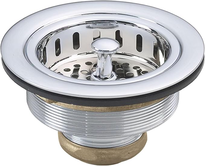 Westbrass D214-26 3-1/2" Post Style Large Kitchen Sink Basket Strainer, Polished Chrome