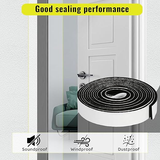 High Density Foam Tape - 1/2'' x 1/16'' x 26Ft Weatherproof Adhesive Prevent Condensation Heat Resistant Flame Retardant Weather Stripping Easy to Cut & Install & Remove for Car Doors Pipes Windows
