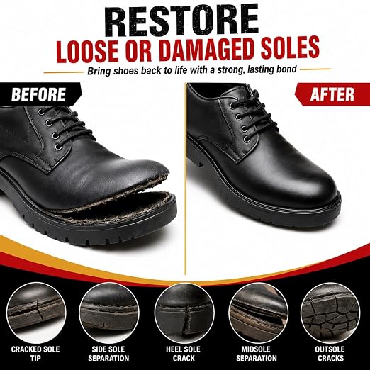 Shoe Glue Sole Repair for Leather and Sneakers, 130 ML | Multi-Surface Shoe Adhesive, Waterproof, Flexible, Fast-drying, Easy Application for Leather, Sneakers, and Soles