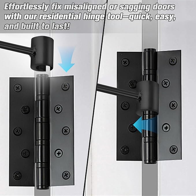 1 Pack Dual Size Door Hinge Adjustment Tool 23–25mm, Door Hinge Repair Tool, Door Gap Adjustment Tool, Door Adjustment Tool, Heavy Duty for Fixing Gaps in Fire, Cleanroom Safety Use(Black)