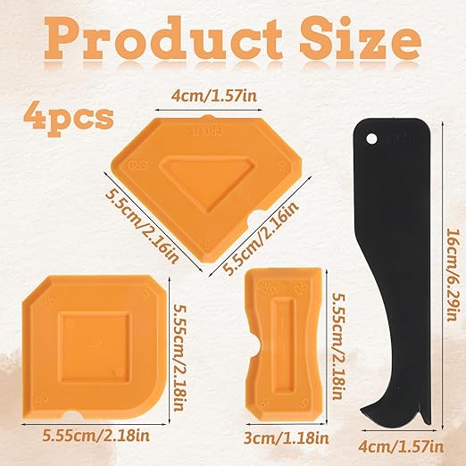 4 PCS Caulk Finishing Smoothing Tool, Silicone Caulking Removal Tool, Sealant Caulk Finishing Tile Grout Applicator Kit for Kitchen Bathroom Floor, Reusable Smoothing Applicator(Orange)