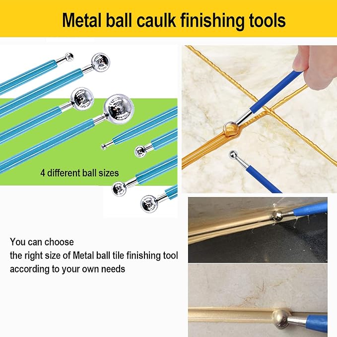 7pcs Caulking Tool Kit, Caulk Finishing Tool, Stainless Steel Inner and Outer Corner Caulking Tools, Putty Knife Scraper, for Kitchen Bathroom Window