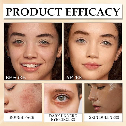 Flawless Face Foundation Stick,2-in-1 Long-Lasting Concealer Foundation Stick with Brush,Multi-Use Creamy Makeup for Dark Circles & Blemishes,Waterproof Thin Contour Sticks for Face Makeup (04#Wheat)