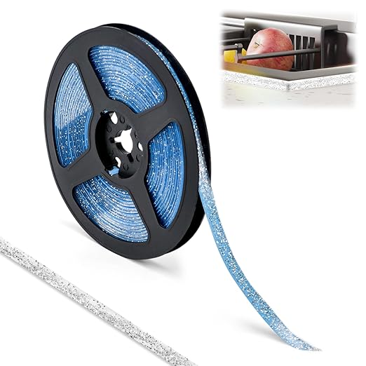 Caulking Tape Self Adhesive, Caulk Tape Sealing Waterproof, Caulk Strip Peel & Stick, for Kitchen Sink, Tub, Toilet, Wall Edge, 1/3" x 20Ft Narrow Gap Tape Wall Trim, Silver