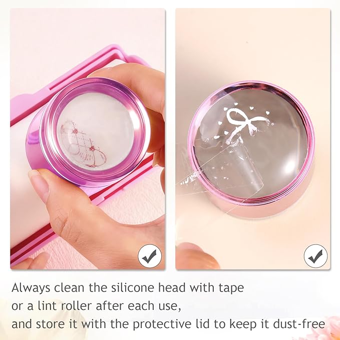 Jelly Silicone Nail Art Stamper, 2-in-1 Detachable Nail Stamping Tool with Scraper for Gel Polish & French Tips, Manicure Salon Supplies, Sello de Silicona para Uñas (2-in-1 Purple)
