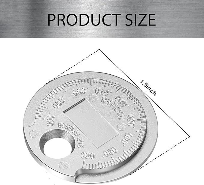 1 PC Spark Plug Gapping Tool, Spark Plug Gapper, 0.020 to 0.100 Inch Coin Spark Plug Gap Gauge Auto Repair Tool, Universal for Most Cars, Trucks, SUVs, Motorcycles (Silver)