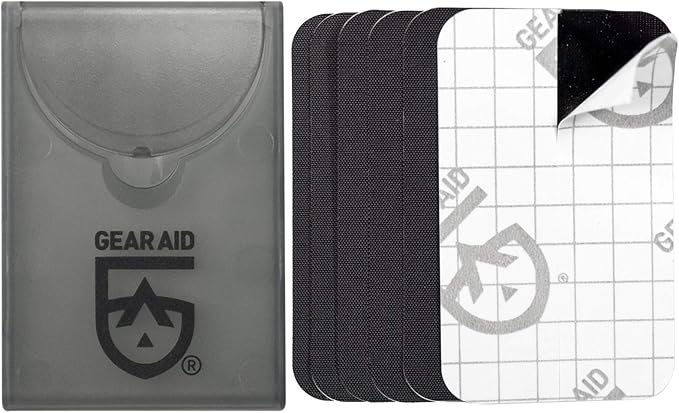 GEAR AID Tenacious Tape Mini Patches with Peel-and-Stick Adhesive to Fix Holes and Tears in Winter Gear, Down Puffer Jackets, Sleeping Bags, Tents, and Rain Gear, Black, 1 Pack