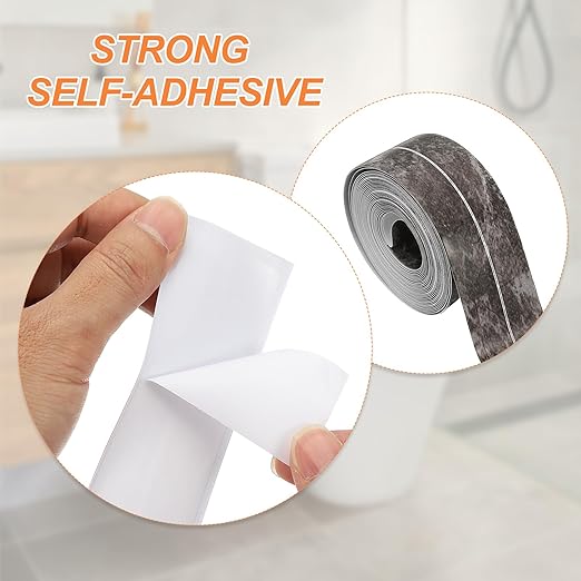 PATIKIL Caulk Tape Waterproof Self Adhesive, PVC Toilet Caulking Sealant Strip Bathtub Caulk Sealing Strip Tape for Bathroom Kitchen Countertop, Ink Painting (1.5 Inch x 16.4 Ft)
