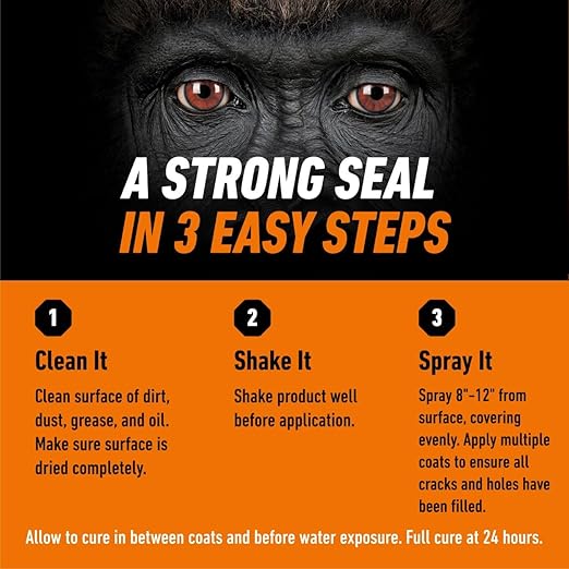 Gorilla Waterproofing Spray Clear, Flexible Rubberized Sealant Coating, Paintable UV Resistant, Seals Water Air Moisture, 14 oz (Pack of 1), for Roofs Gutters Skylights RVs Windows & More