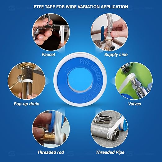 Supply Giant I33 PTFE Thread Seal Tape for Plumbers, White 1/2 Inch x 520 Inch, Single (Pack of 4)