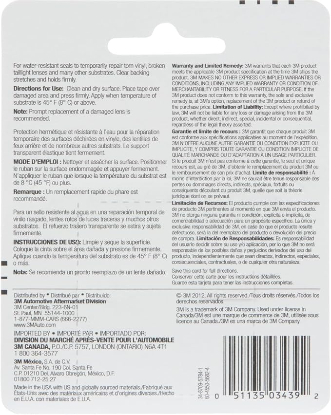 3M Clear Repair Tape, 03439, 1-1/2 in x 115 in, 2-Pack