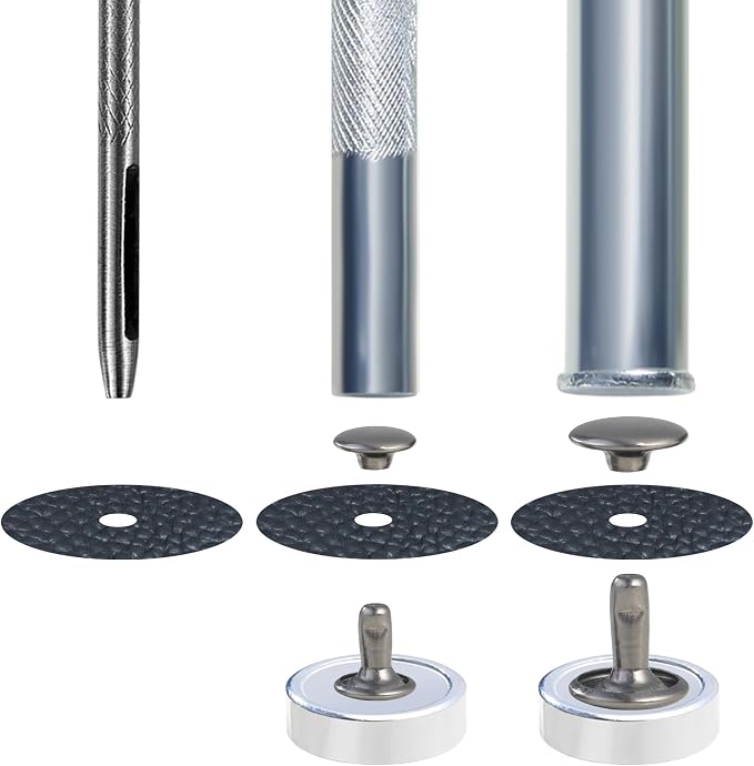 YORANYO 340 Set Mixed Size Leather Rivets Kit - Double Cap Rivets Studs for Clothing Fabric, Shoes, Bags, Belts - Gunmetal