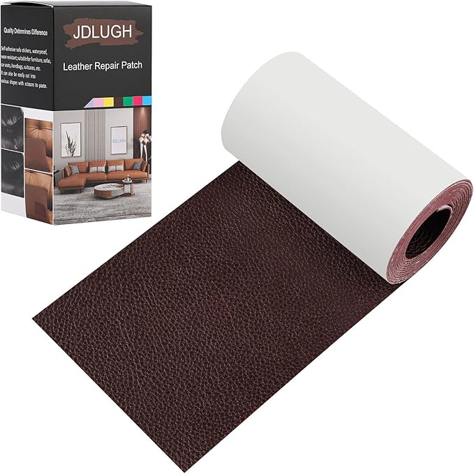 JDLUGH Sofa Leather Repair Patch Tape 3.5x60 Inch Self Adhesive Couch, Car Seat, Office Chair, Leather Furniture, Vinyl Repair Patch Kit for Furniture (3.5x60 Inch, Brownish Brown)