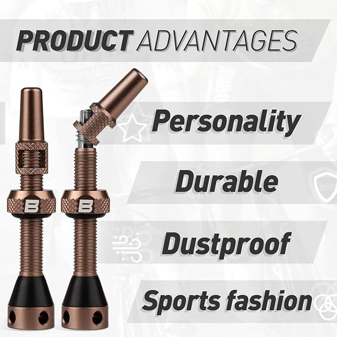 BWSHLF Tubeless Presta Valve Stem 40/44/55/60/65/70/80/100 mm, Super Light Alloy Presta Valve Stem Kit with Valve Core Remover Tool and Valve Stem Caps - Multiple Color and Size Options(Pair)