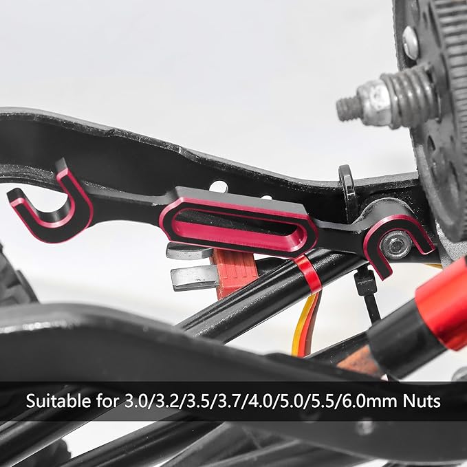4PCS Wrench 3.0/3.2/3.5/3.7/4.0/5.0/5.5/6.0mm Turnbuckle Nut Ball Joint Remover with RC Magnetic Screw Tray for RC Car Boat Model Repair Tool Kit (Red)