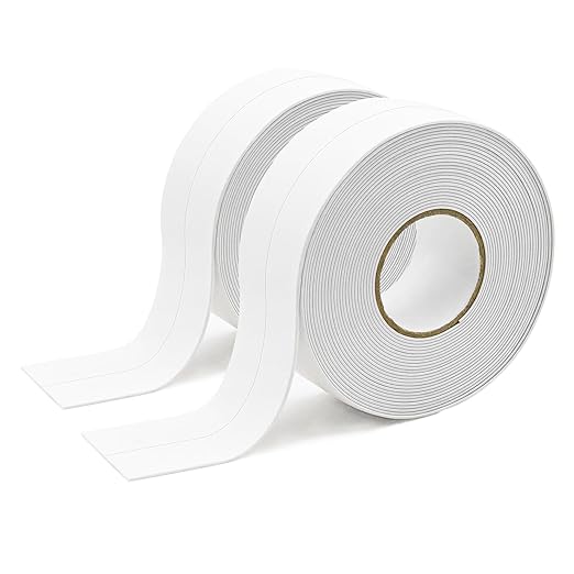 Caulk Tape Self Adhesive,Easy to Install Caulking Tape for Bathroom Peel & Stick Caulking Strip Floor Tile Wallpaper Toilet Tub Shower Wall Trim,Waterproof Caulking Sealing Tape for Bathroom,Toilet