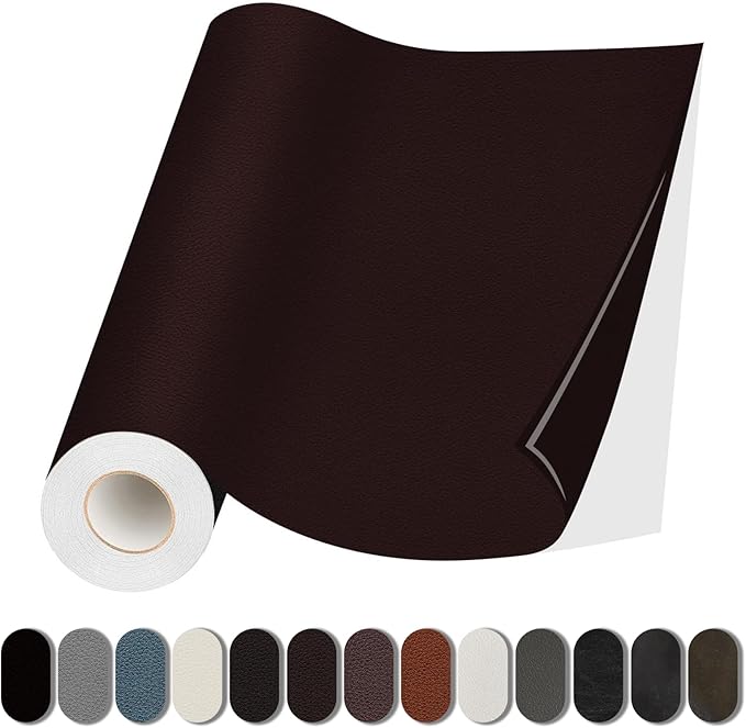 Leather Repair Patch, Self Adhesive Leather Repair, Large Vinyl Patch Tape for Couches, Furniture, Car Seats, Cabinets, Wall, Handbags （Coffee, 3.5X79 Inch）