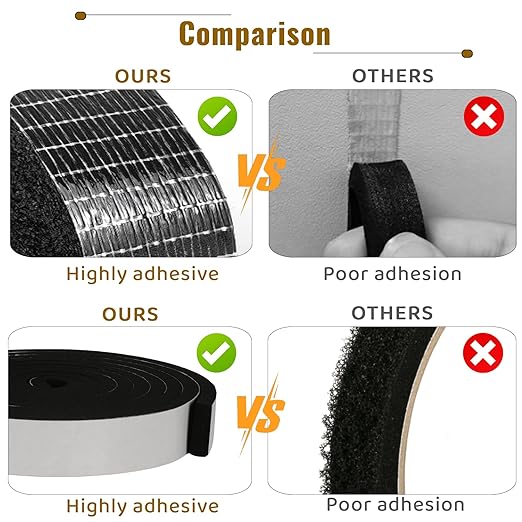 High Density Foam Tape - 3/4'' x 5/16'' x 13Ft Weatherproof Adhesive Prevent Condensation Heat Resistant Flame Retardant Weather Stripping Easy to Cut & Install & Remove for Car Doors Pipes Windows
