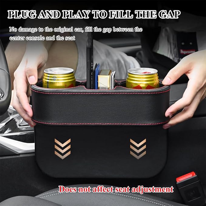 DXNQ Car Cup Holder Gap Filler Organizer, Multifunctional Auto Front Console Gap Filler with Cup Holder, Leather Extra Cup Holder Storage Box for Car Truck SUV, Car Accessories (Gray)