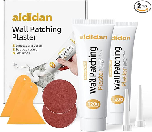 2pcs Drywall Repair Kit Hole Repair Patch Kits Wall Spackle Repair Paste Wall Mending Agent Quick Fix Solution for Home Wall, White Repair Putty Plaster Dent & Wood Scratch Repair