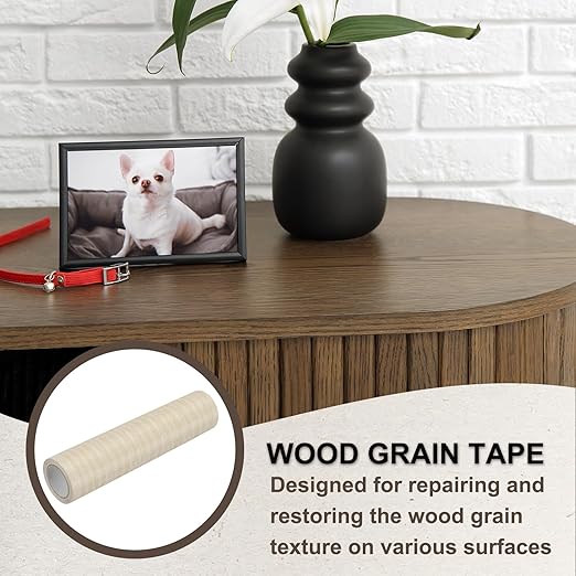 PATIKIL Wood Grain Tape 7.9" x 15 Ft, Self-Adhesive Wood Texture Repair Tape Realistic Wood Effect Contact Paper Patch for Furniture Cabinets Floor Walls Home Decoration, Light Yellow Oak