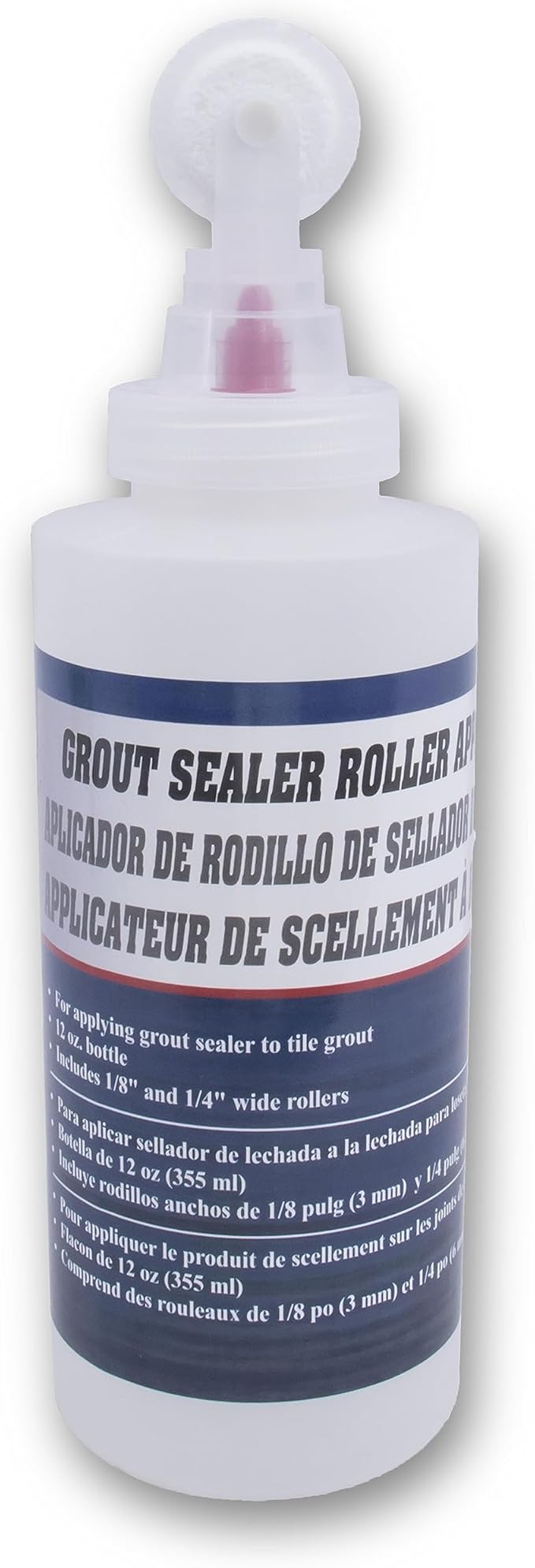 Marshalltown Grout Sealer Applicator Bottle, 12 oz Roller Bottle with 1/8 Inch and 1/4 Inch Wide Rollers, Grout Sealer Applicator Tool for Tile, Grout Roller Applicator, SBR