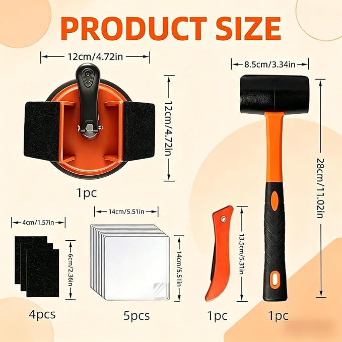 Floor Gap Fixer Tool Kit: Upgraded 45° Striking Surface Floor Suction Cup Tool for Gaps, Laminate Flooring Tools Heavy Duty with Mallet, Plank Grabber for Vinyl Wood Lvp Flooring