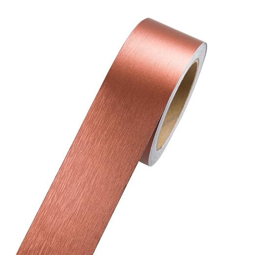 Self-Adhesive Mirror Frame Sticker, 2 Inch X 39 Ft Metal Mirror Trim Peel and Stick Border Tape, Waterproof Wall Border Decorative Tape for Home Kitchen, Bathroom, Fireplace (Reddish Brown)