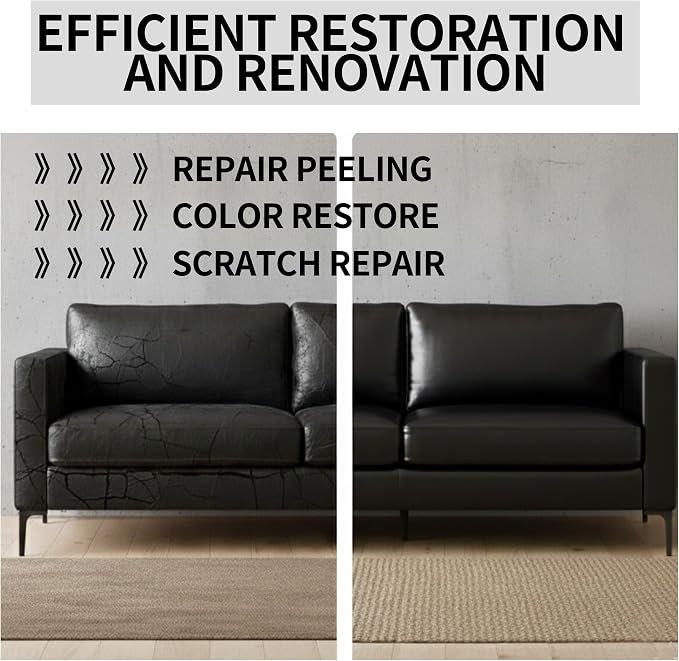 Black Brown Leather Recoloring Balm Color Restorer Scratch Multipurpose Dye Paint Leather Repair Kits for Vinyl Sofas Furniture Faded Leather Couches Car Seats