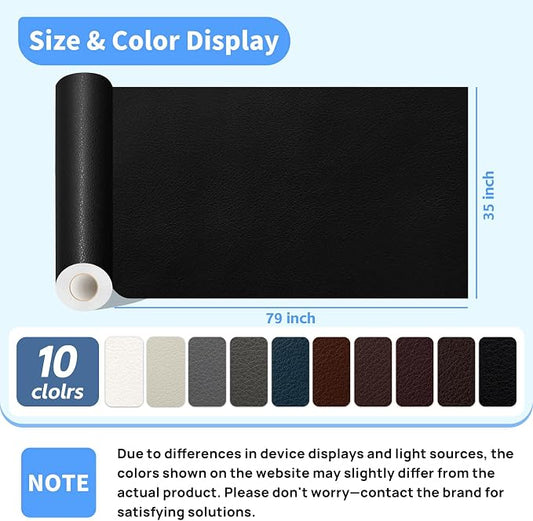Kangshoon Leather Repair Patches, 35X79 Inch Self-Adhesive Leather Repair Tape, Stretch Vinyl Repair Kit for Couch Furniture Sofas Car Seats (Black, 35X79 Inch)