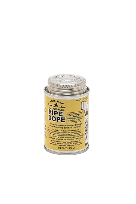 Black Swan All Purpose Pipe Dope, Pipe Thread Sealant, Soft-Set, High Viscosity, Low Odor, for All Piping Types, Especially Formulated for Use on Natural Gas Lines, Bottle Brush Cap, 1/4-pint, Yellow